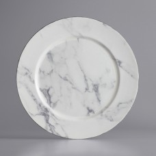 13" White and Gray Marble Melamine Charger Plate