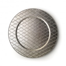 13" Round Plaid Silver Acrylic Charger Plate