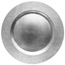 13" Round Silver Pebbled Plastic Charger Plate