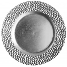 13" Round Silver Hammered Plastic Charger Plate