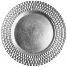 13" Round Silver Tiled Plastic Charger Plate