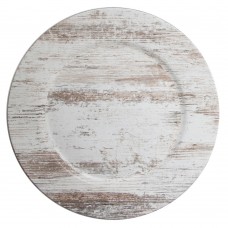 13" Round Birchwood Faux Wood Melamine Charger Plate