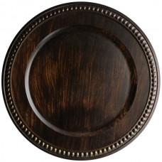 14" Round Brown Faux Wood Plastic Charger Plate