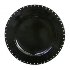 13" Round Black Jeweled Rim Plastic Charger Plate