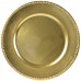  13" Beaded Rim Lacquer Round Gold Charger Plate