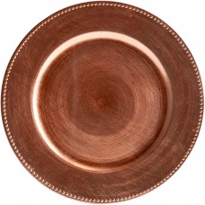 13" Rose Gold Beaded Round Plastic Charger Plate