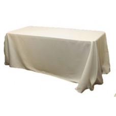 Polyester 90"x156" Rectangular Tablecloth Light Ivory/Off White