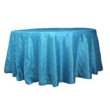Pintuck 132" Round Tablecloth Aqua Blue