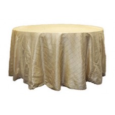 Pintuck 132" Round Tablecloth Champagne