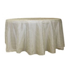Pintuck 132" Round Tablecloth Ivory