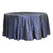 Pintuck 132" Round Tablecloth Navy Blue