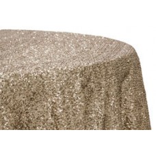 Sequin 120" Round Tablecloth Champagne