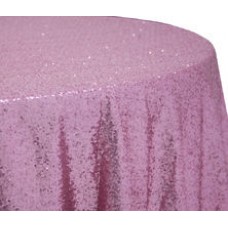 Sequin 120" Round Tablecloth Pink