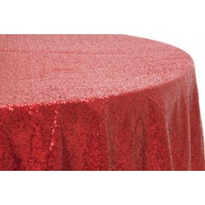 Sequin 120" Round Tablecloth Red