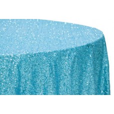 Sequin 120" Round Tablecloth Turquoise
