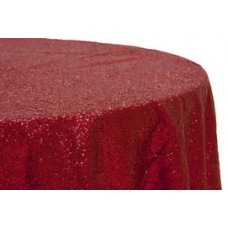 Sequin 132" Round Tablecloth Apple Red