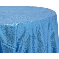 Sequin 132" Round Tablecloth Aqua Blue
