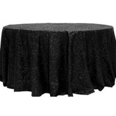 Sequin 132" Round Tablecloth Black