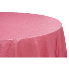 Sequin 132" Round Tablecloth Coral