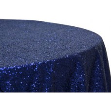 Sequin 132" Round Tablecloth Navy Blue