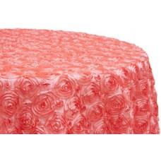 Rossette 120" Round Tablecloth Coral