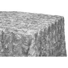 Rossette 90"x132" rectangular Tablecloth Silver