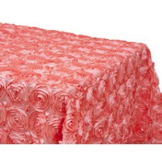 Rossette 90"x156" rectangular Tablecloth Coral