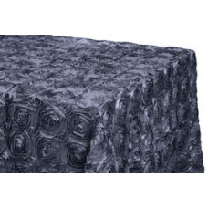 Rossette 90"x156" rectangular Tablecloth Pewter