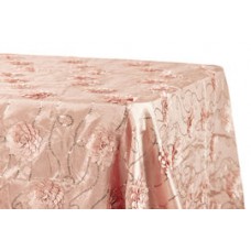 Flower on Sequin Taffeta Rectangular Tablecloth 90"x156" Blush/Rose Gold
