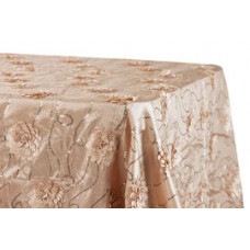 Flower on Sequin Taffeta Rectangular Tablecloth 90"x156" Champagne