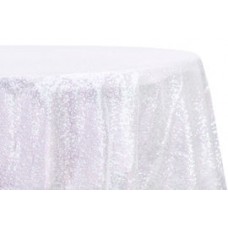 Sequin 132" Round Tablecloth Iridescent White